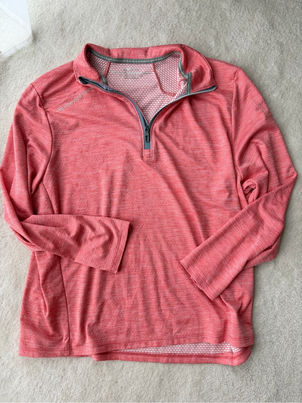 Vineyard Vines Coral Heather Quarter-Zip On the Go Sankaty Pullover